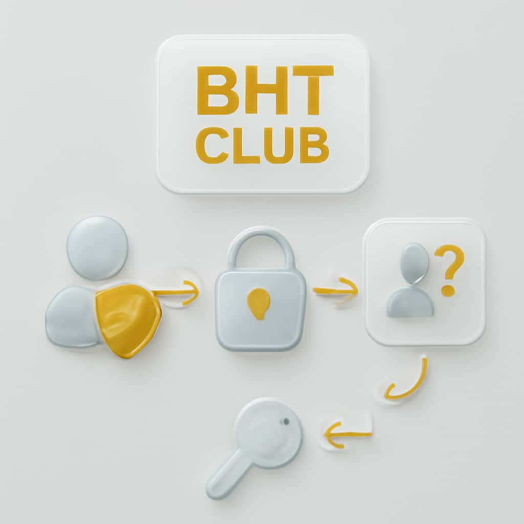 An illustration of BHT Club account recovery steps.