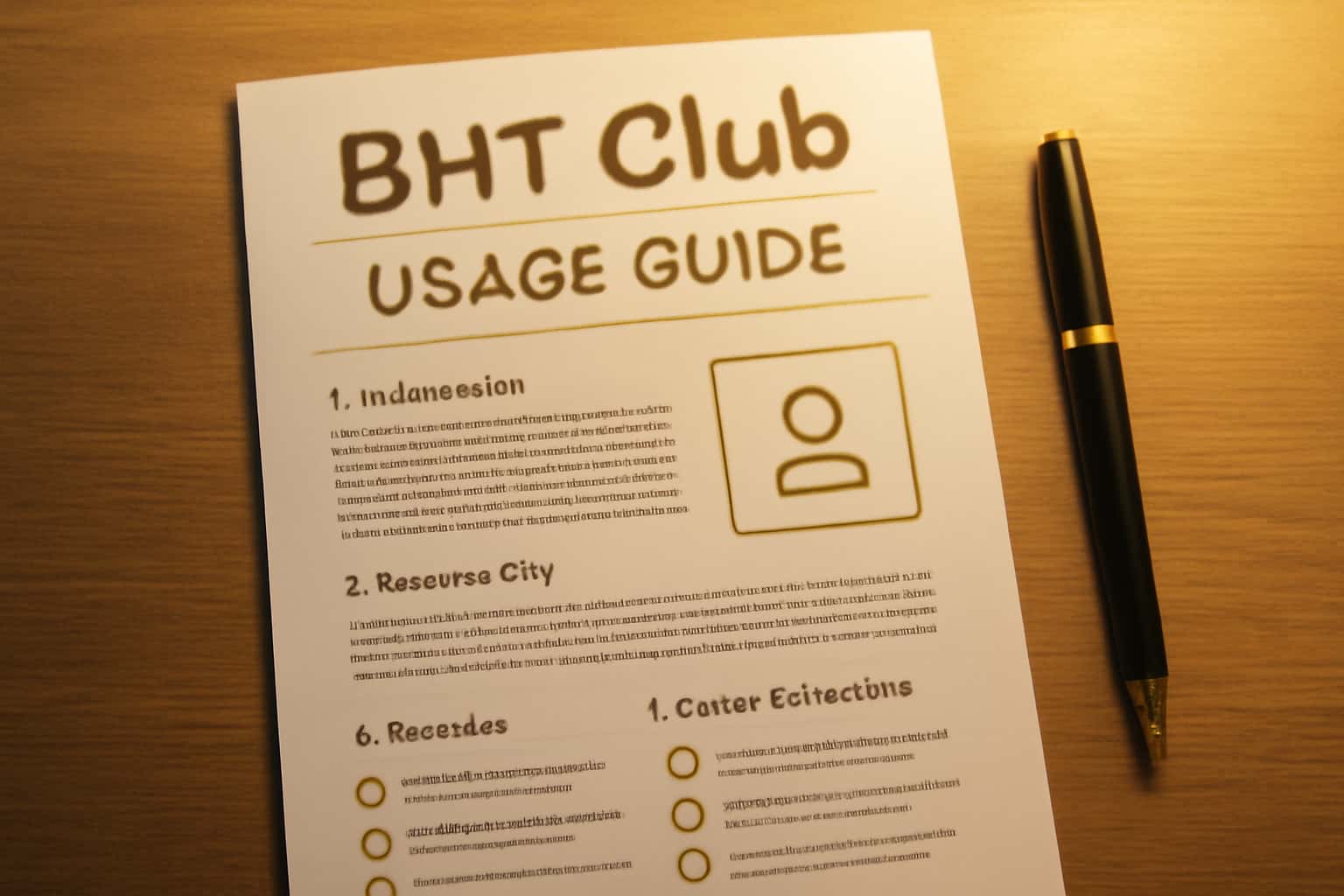 A stylish representation of the BHT Club Usage Guide with modern design elements.