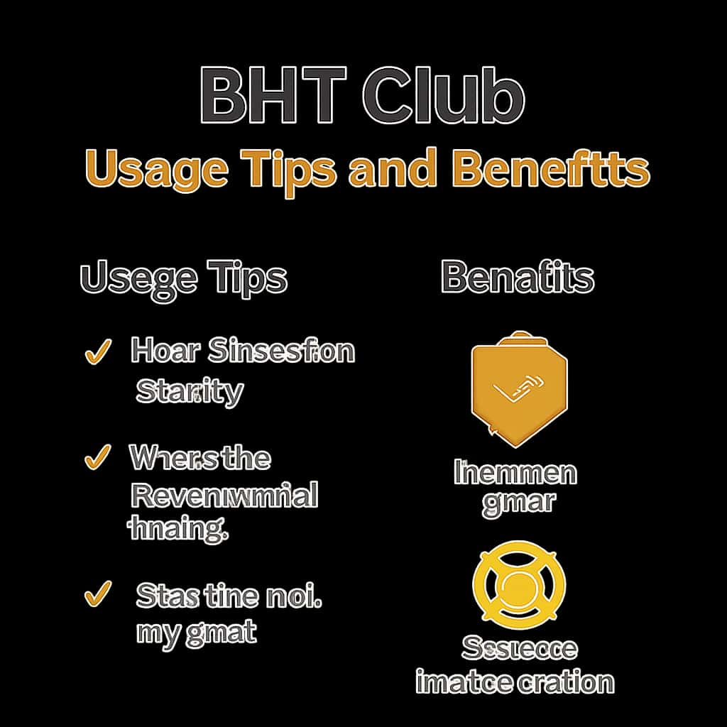 An educational illustration related to BHT Club usage tips.