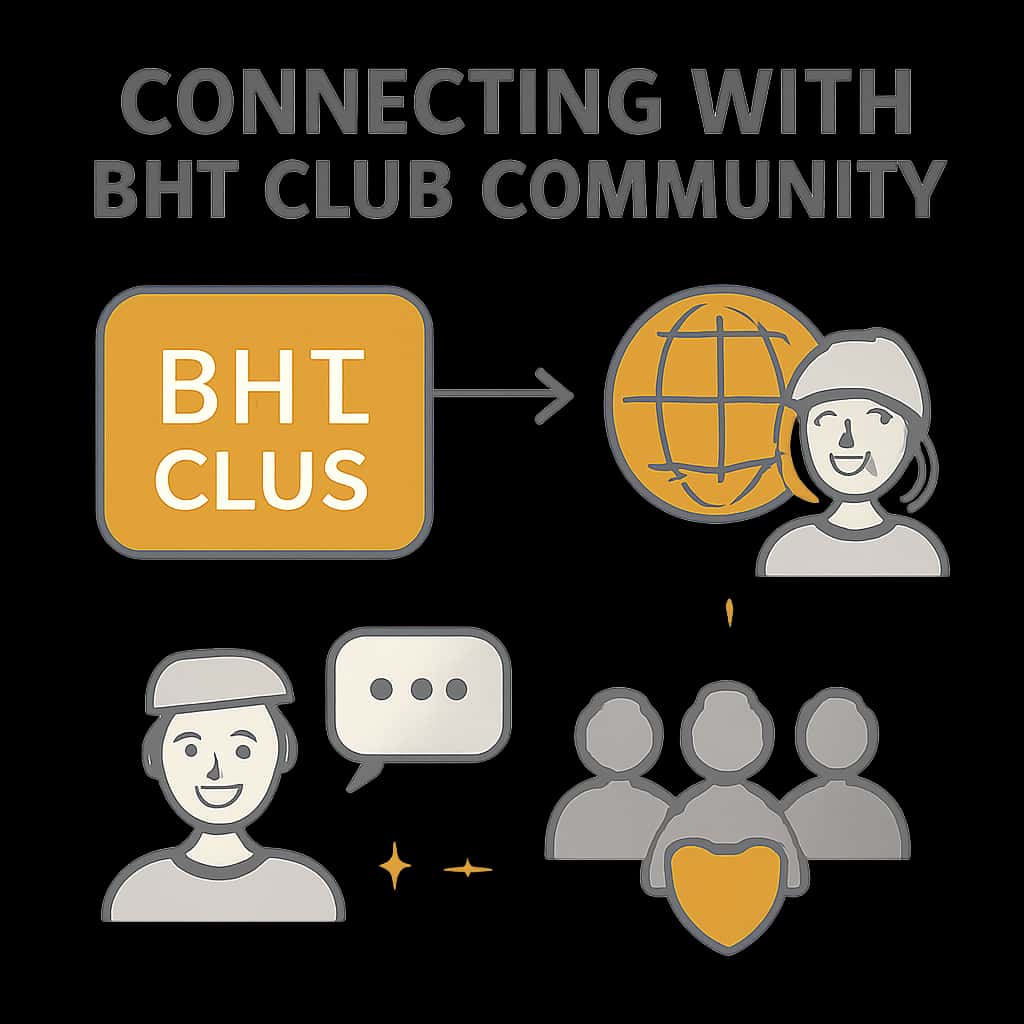 An educational diagram on connecting with the BHT Club Community.