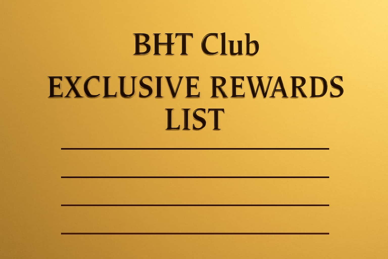 An informational depiction of the BHT Club Exclusive Rewards List with a high-tech aesthetic.