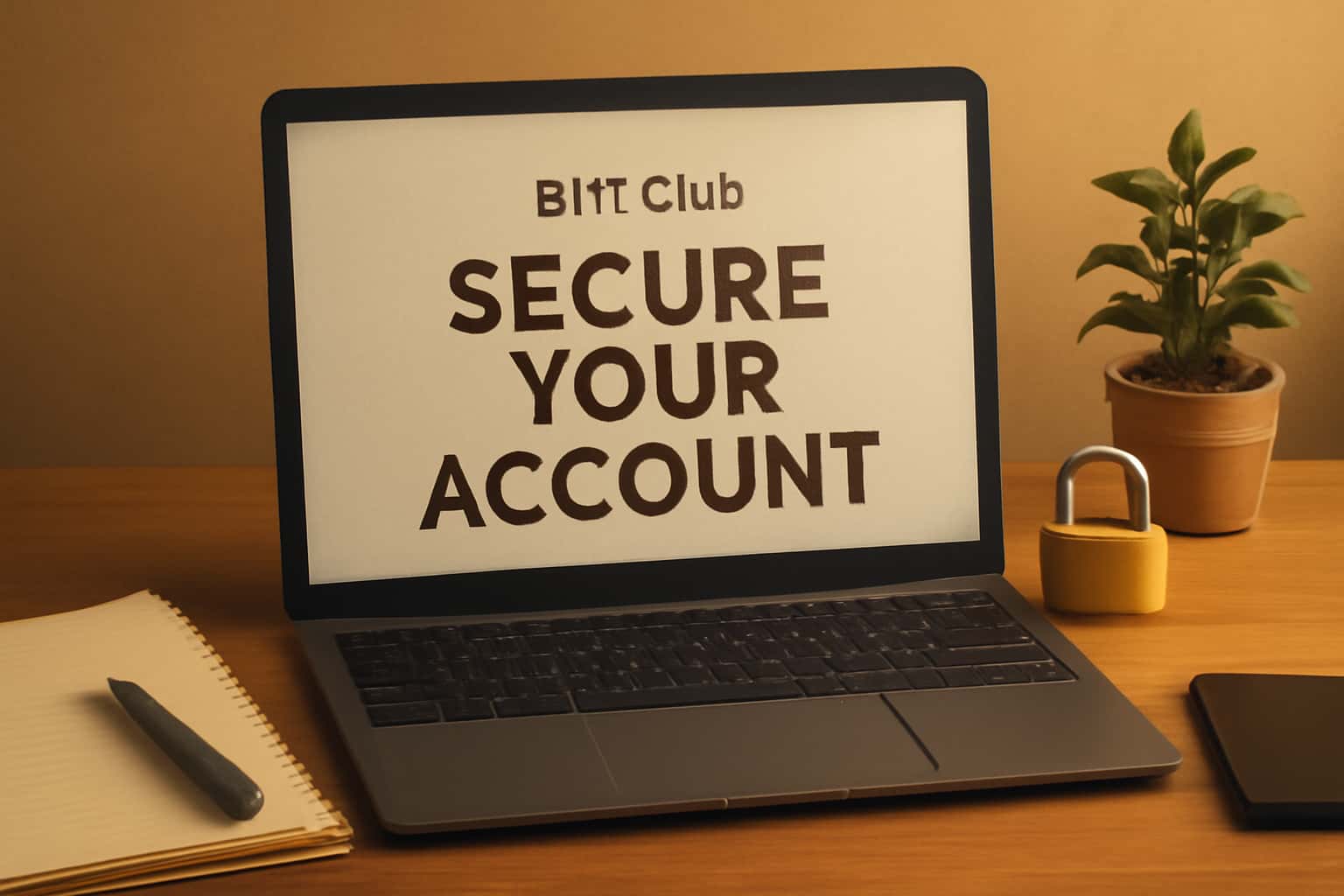 A high-tech visualization emphasizing the security of the BHT Club account.