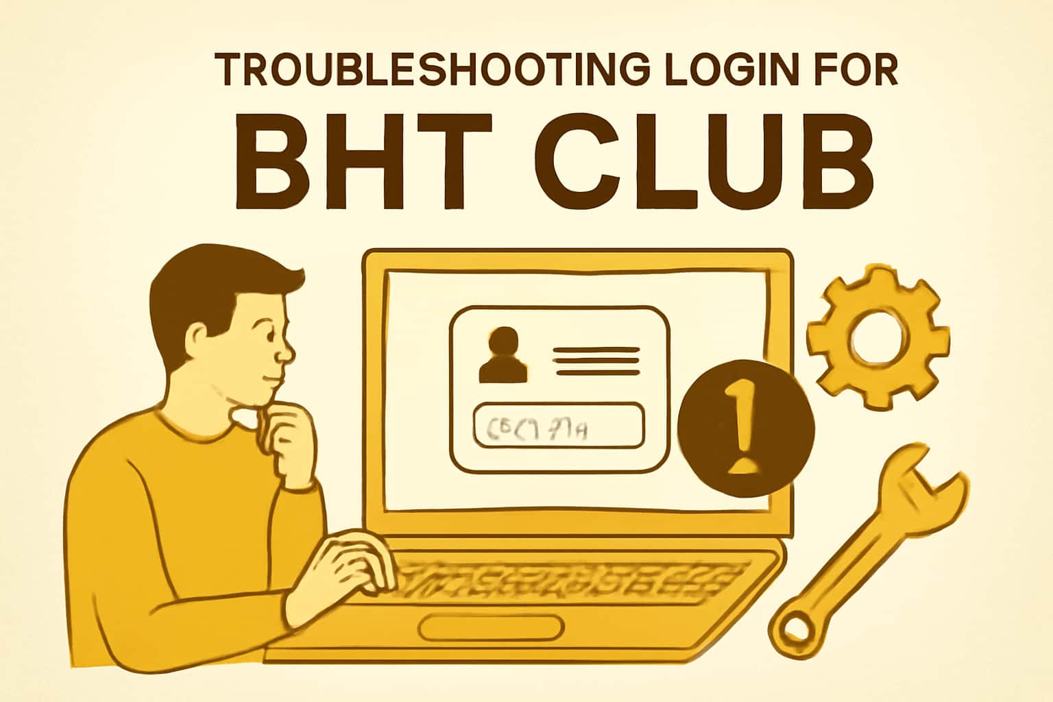 An informative graphic showcasing troubleshooting login steps for BHT Club.